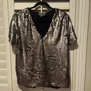 Gold sequin V-neck top-purchase from anthropologie